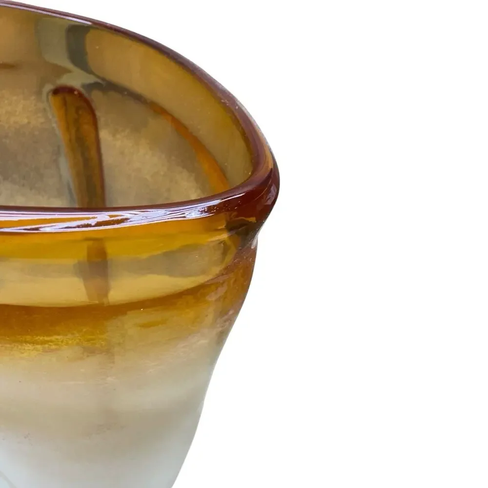 Fenton International 14in Amber Gold Vertical Textured Trail Frosted Sand Vase